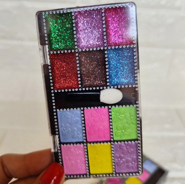 PALETAS DE SOMBRAS CON GLITTER X12